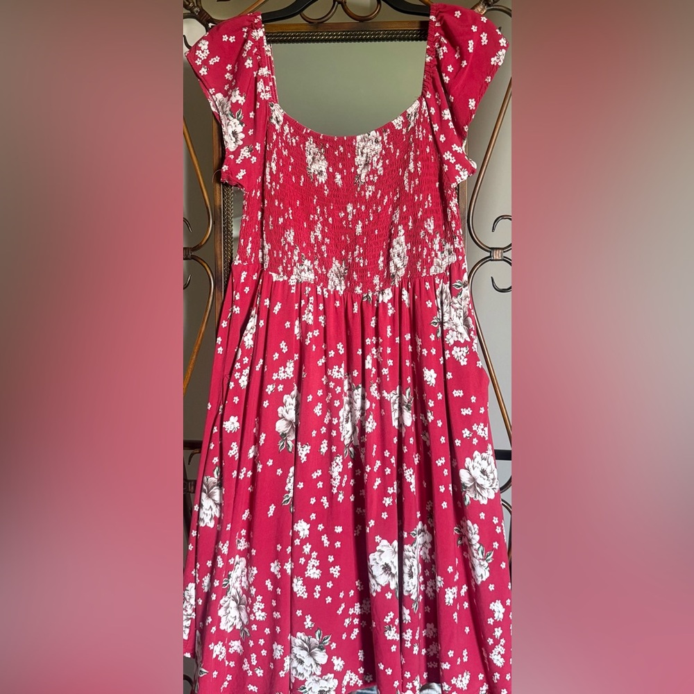 Torrid Red Floral Smocked Sundress